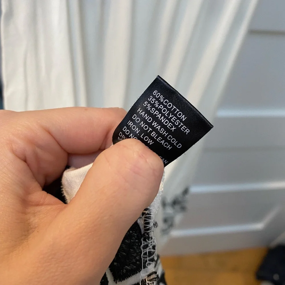 POL black and white soft mini babydoll dress with embroidered details - Picture 4 of 5